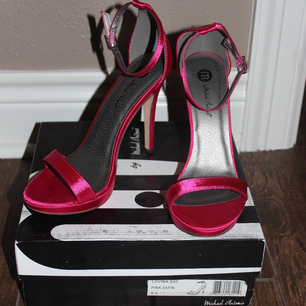 Pink Satin Michael Antonio Sandal Pumps